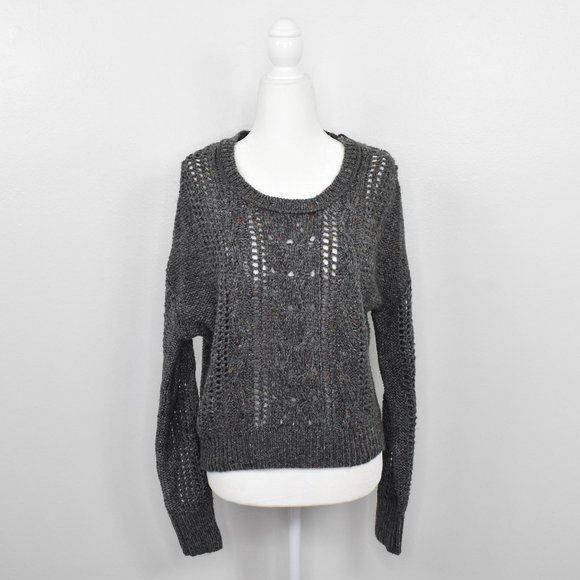 NWT Decree Crop Cable Knit Sweater Grey Size Small - Picture 1 of 11